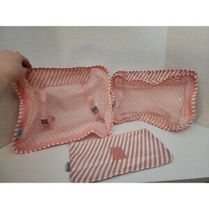Diniwell Pink/White Striped Clothing Intimates Accessories Travel Bag Set Of 3